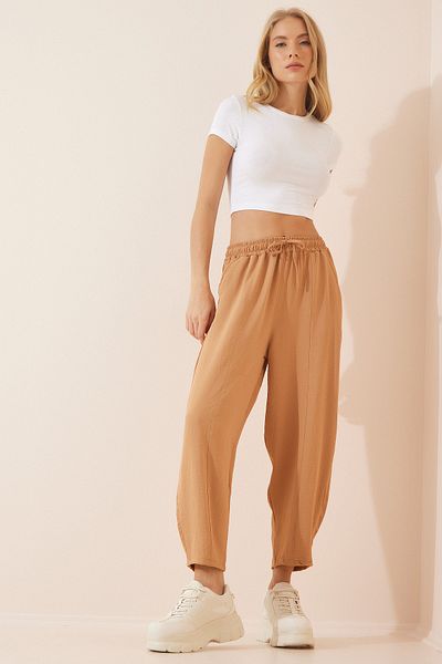 Happiness İstanbul Damskie spodnie Biscuit Ayrobin Shalwar CI00036