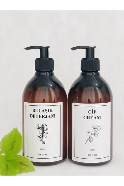 Dem Home Amber Cam Görünümlü Plastik Mutfak Bulaşık Deterjanı Ve Cif Cream Şi...