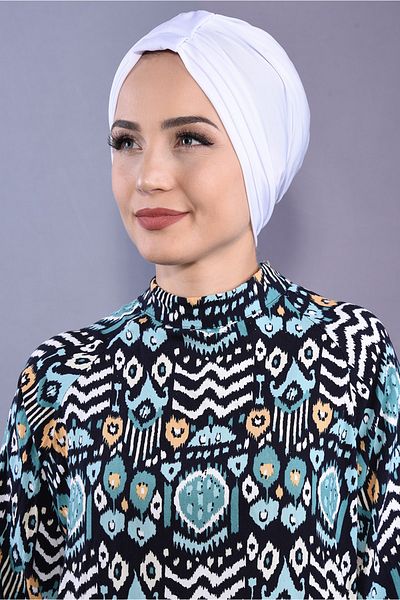Nowa Scarf 3-Stripes Bonnet White Can Be Used in Sea and Pool