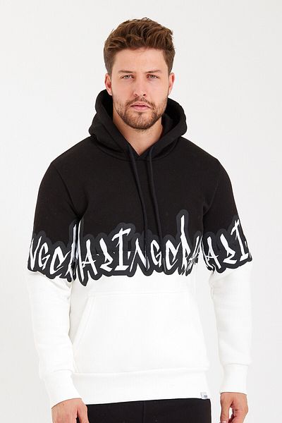 AMAZING CRASH Unisex Φούτερ με κουκούλα καγκουρό με τσέπη με στάμπα δύο χρωμάτων