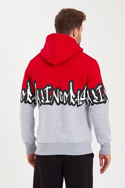 AMAZING CRASH Unisex Hooded Kangaroo Pocket Printed Two Color Sweatshirt