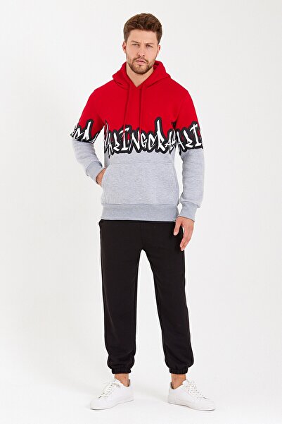 AMAZING CRASH Unisex Kapüşonlu Kanguru Cepli Baskılı Iki Renk Sweatshirt