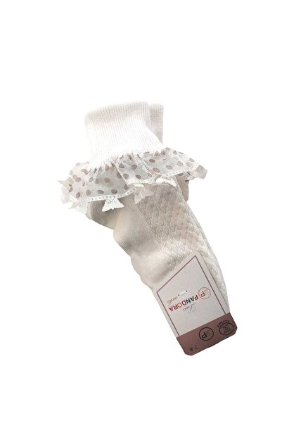 LUCYK&KİDS Kısa Fırfırlı Çocuk Çorap /beyaz-krem-pembe 5-6-7-8-9-10-11-12 Yaş