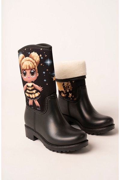 bakacstore Черни гумени ботуши Lol за бебешко момиче