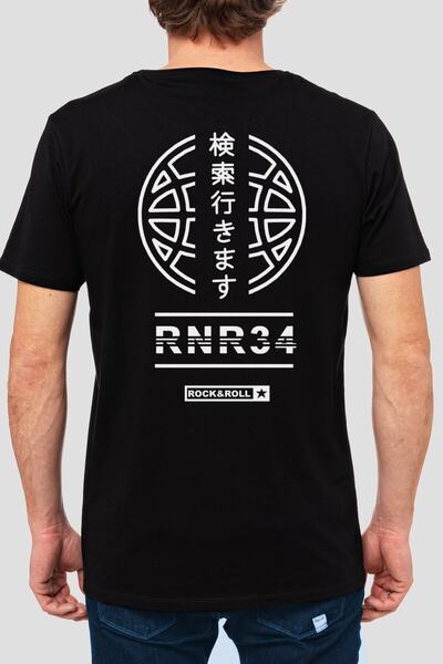 ROCKANDROLL Ανδρικό μπλουζάκι World Half Black κοντομάνικο πίσω με στάμπα