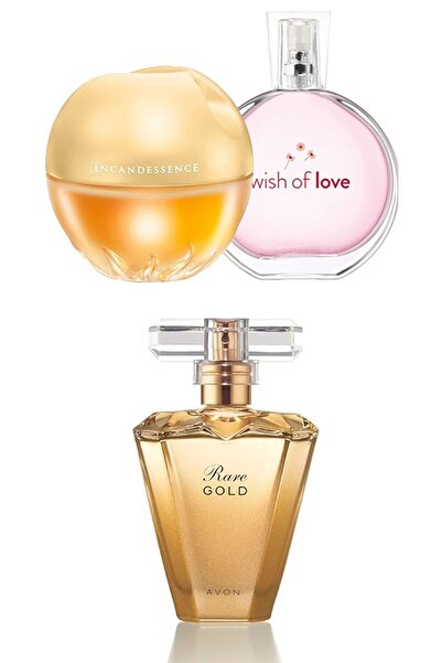 AVON Rare Gold Edp 50 Ml + Incandessence Edp 50ml + Wish Of Love Edt 50 Ml 3'...