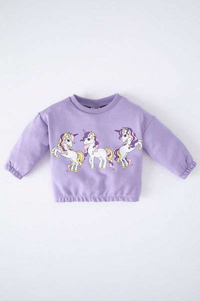 DeFacto Baby Girl Crew Neck Unicorn Printed Sweatshirt