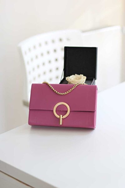 Moom Bag حقيبة كتف نسائية فوشيا بإبزيم دائري