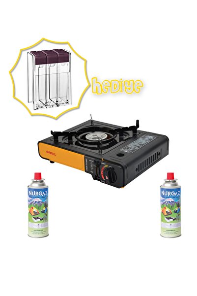NURGAZ Portatif Ocak +2adet 220g Kartuş (3'lü Baharatlık Seti Hediye)