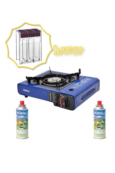 NURGAZ Portatif Ocak +2adet 220g Kartuş (3'lü Baharatlık Seti Hediye)