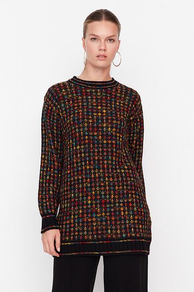 Trendyol Modest Black Knitted Patterned Sweater-Pants Knitwear Set TCTAW23US00114