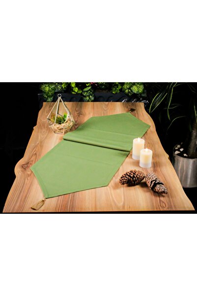 Biz Class Khaki Green Duck Fabric Tasseled Runner/ Runner-Tablecloth