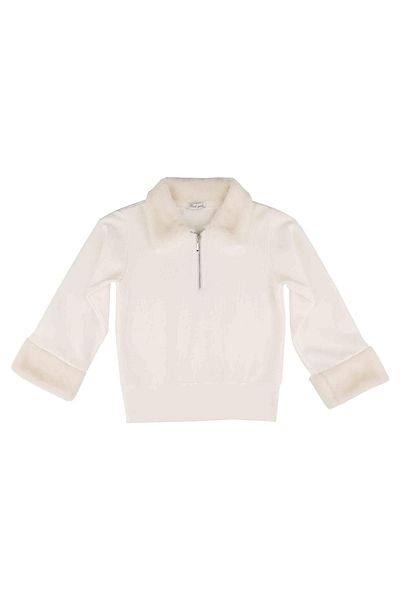 best kids Girl's Ecru Plush Detailed Sweatshirt