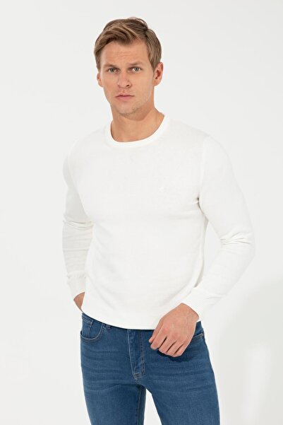 Pierre Cardin Πλεκτό πουλόβερ Ecru Slim Fit Basic