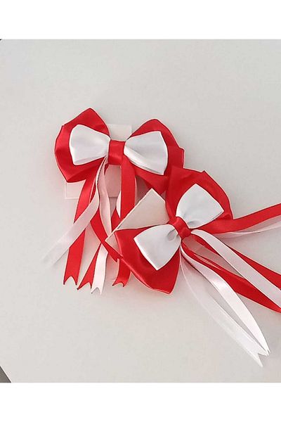 Sare Çocuk Giyim 2 Pieces of Red and White Clip 23 April Buckle, 29 October and 10 November Solid School Buckle