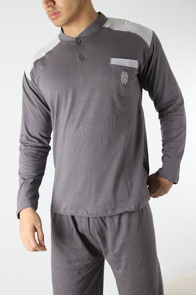 ŞİPKA 100% Cotton Single Jersey Shirt with Pocket Men's Pajama Set 955