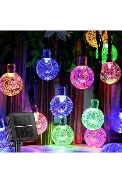 Genel Markalar Güneş Enerjili 8 Mod Cam Misket Top 50 Led Işık Zinciri Renkli...
