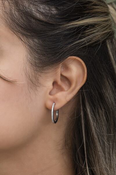 Nereze 925 Ayar Gümüş Rodyumlu 20 Mm Tamtur Halka Küpe