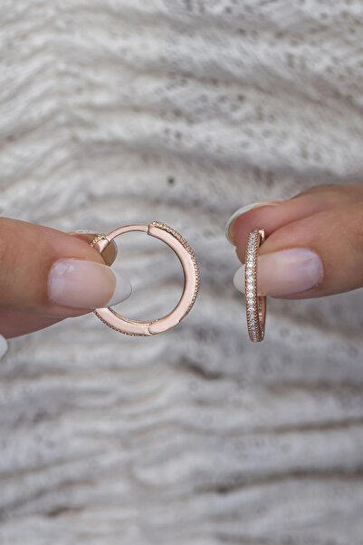 Nereze 925 Ayar Gümüş Rose 20 Mm Tamtur Halka Küpe