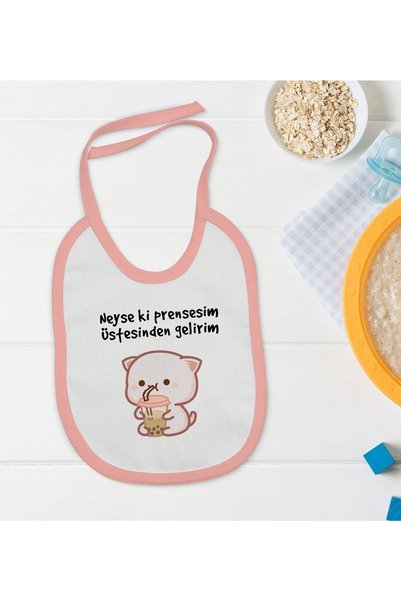 Bk Gift Kids I Will Overcome My Princess Designed Pink Baby Food Bib-1