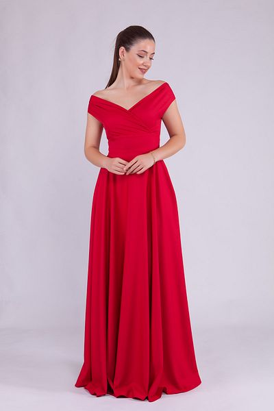 Bidoluelbise Women's Boat Neck Maxi Length Evening Dress