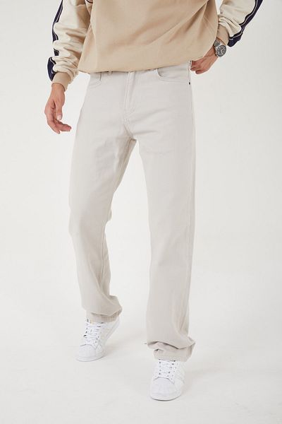 DİFRANSEL Ανδρικό τζιν φαρδύ με φαρδύ πόδι Lycra Free Beige κανονικό τζιν με μέση
