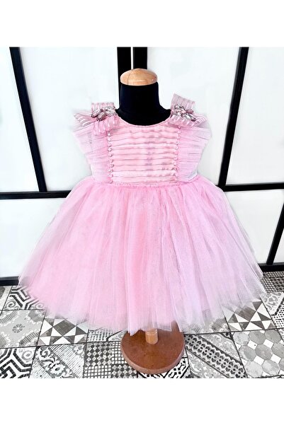 Lilyums Haute Couture&Design Kız Çocuk Kız Bebek Şeker Pembe Tül Tütülü Abiye...