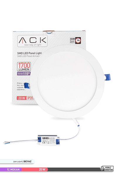 ACK 20w Recessed Round Led Panel Fixture 6500k White Light