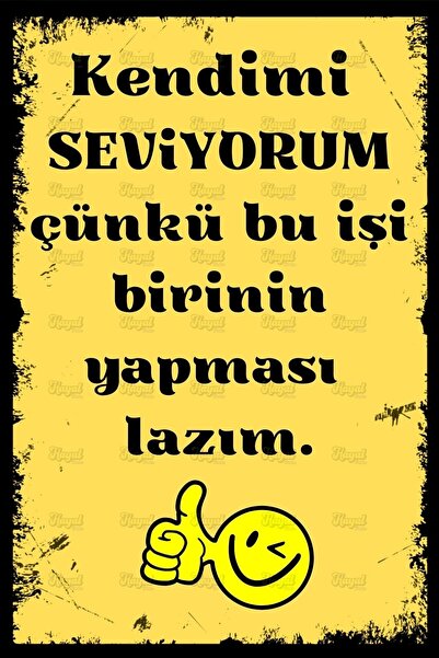 Hayal Poster Duvar Yazıları Kendimi Seviyorum Retro Ahşap Poster