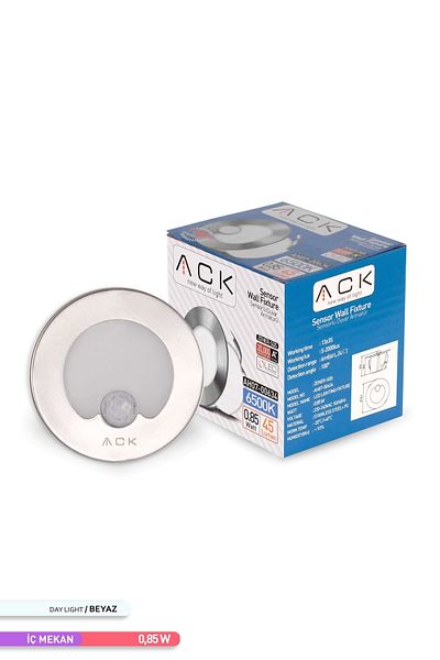ACK 1.5w Compatible110 Sensor Led Stair-Wall Fixture Round 6500k White Light
