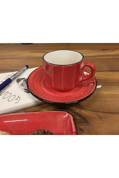 İkram Dünyası Snack, Gift Turkish Coffee, Espresso, Teacup and Snack Plate Set of 2