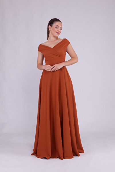 Bidoluelbise Γυναικείο βραδινό φόρεμα με λαιμόκοψη Maxi Length