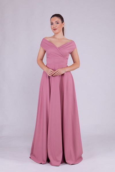 Bidoluelbise Γυναικείο βραδινό φόρεμα με λαιμόκοψη Maxi Length