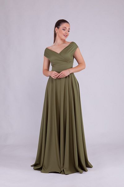 Bidoluelbise Γυναικείο βραδινό φόρεμα με λαιμόκοψη Maxi Length