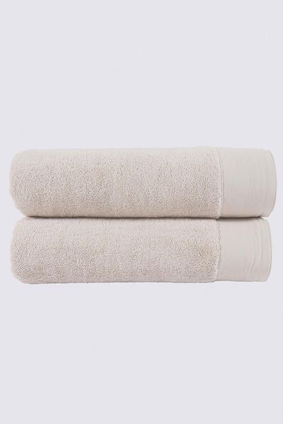 Ecocotton Σετ πετσετών μπάνιου από καθαρό βαμβάκι 2 τεμαχίων 100% οργανικό βαμβάκι με κεντημένο μπεζ 76x142 εκ.