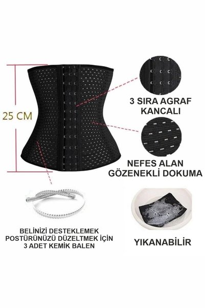 DC Erkek, Abdominal 3 Sıra Kancalı Bel Inceltici Şekillendirici Göbek Sıkılaştırıcı Sporcu Korsesi