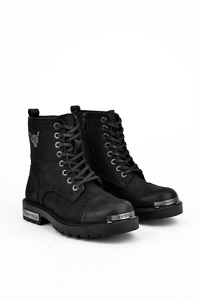 Hammer Jack 102-17600-m Μαύρες ανδρικές μπότες από γνήσιο δέρμα