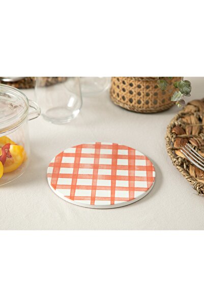 English Home Art Pop Plaid Seramik Nihale 16 Cm Turuncu
