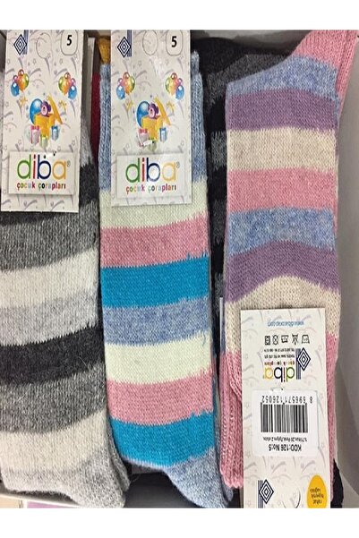 Diba Pack of 12 Girls' Wool Socks Plain and Circled