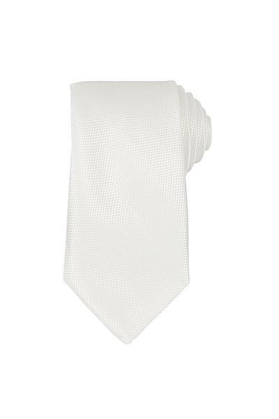 Gambocci Men's White Tie Dobby Handkerchief Tie