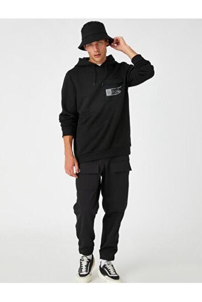 Koton Hanorac cu glugă Slogan imprimat Buzunar Detaliat