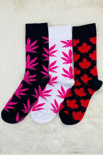 Esinti Ανδρικές κάλτσες Socket Long Socks Γυναικείες πετσέτες Κάλτσες με πολύχρωμα σχέδια 3 τεμαχίων