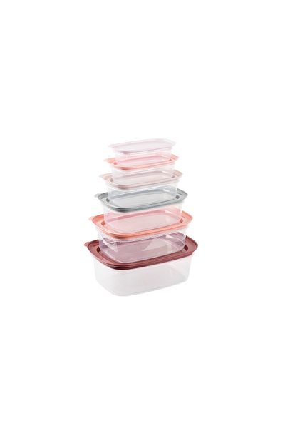 Tantitoni Set of 6 Pink-gray Multi-Colored Plastic Storage Containers