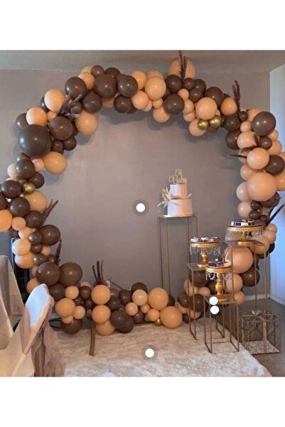 BEST PARTİ Pastel Skin and Chocolate Brown Balloons and Balloon Chain 100 Pieces