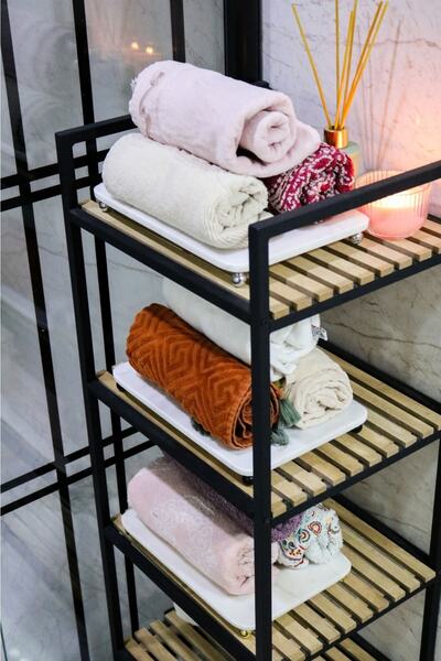 Gemboss White Marble Stand 28 Cm Bathroom Organizer Decor