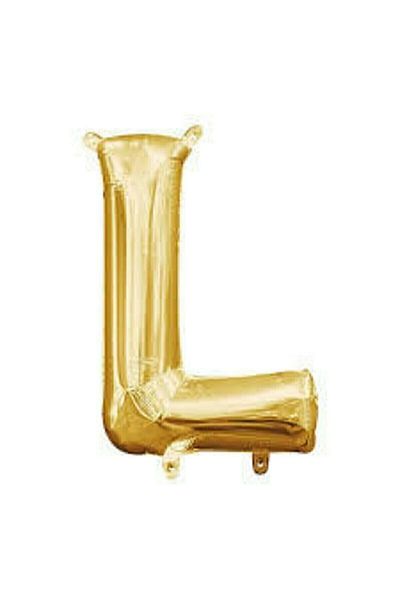 BEST PARTİ Gold Colored Star 16" Foil Balloon - 40 Cm, Letter''L''