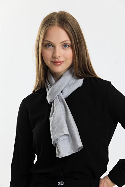 Fular Marketi Voile Scarf (Average 38-150 Cm Narrow Size... Not a Shawl!!!! )Silver Gray