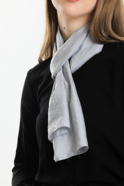 Fular Marketi Voile Scarf (Average 38-150 Cm Narrow Size... Not a Shawl!!!! )Silver Gray