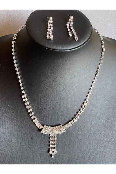 Gönülden Tasarım Zircon Stone Design Necklace Earring Jewelry Set Wedding Engagement Promise Set