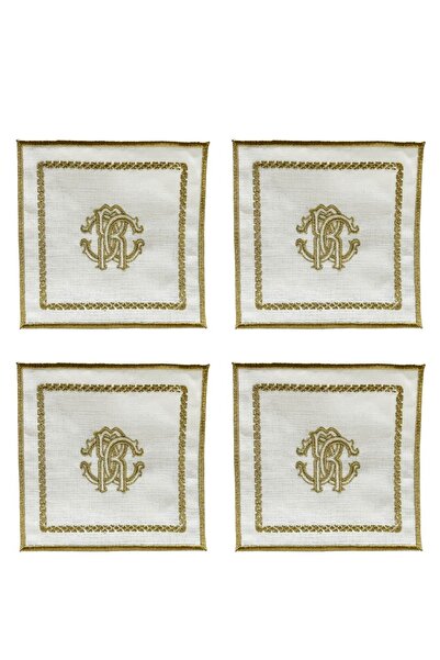 ARTER Home مجموعة مناديل الكوكتيل الذهبية من آر سي، 4 قطع